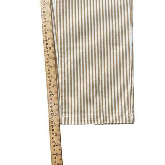 NYDJ Pants Women's 12 Cotton Blend Straight Leg Classic Tan Stripe - Picture 12 of 13